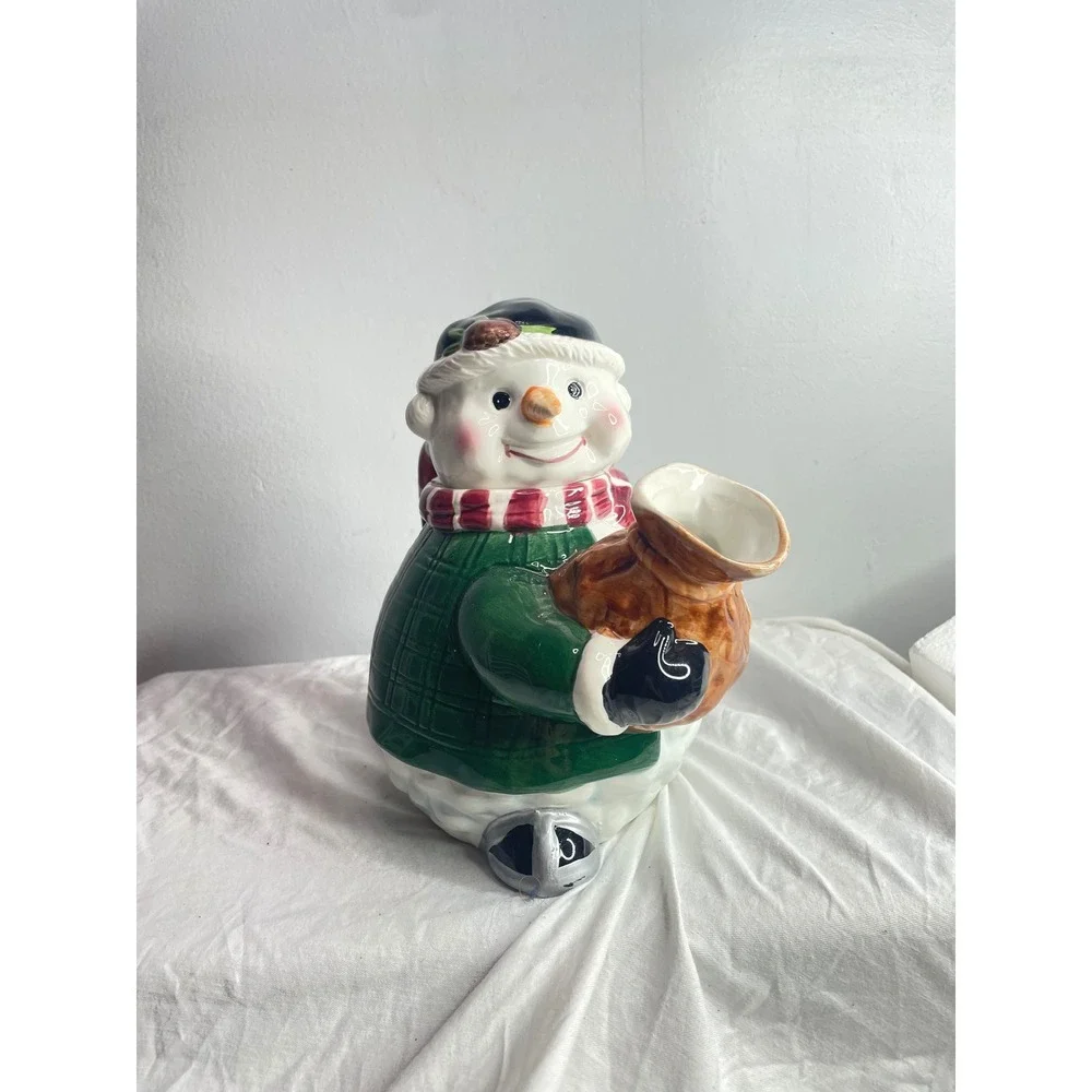 Ceramic Snowman Teapot Candy Dish Christmas Holiday Kitchen Decor